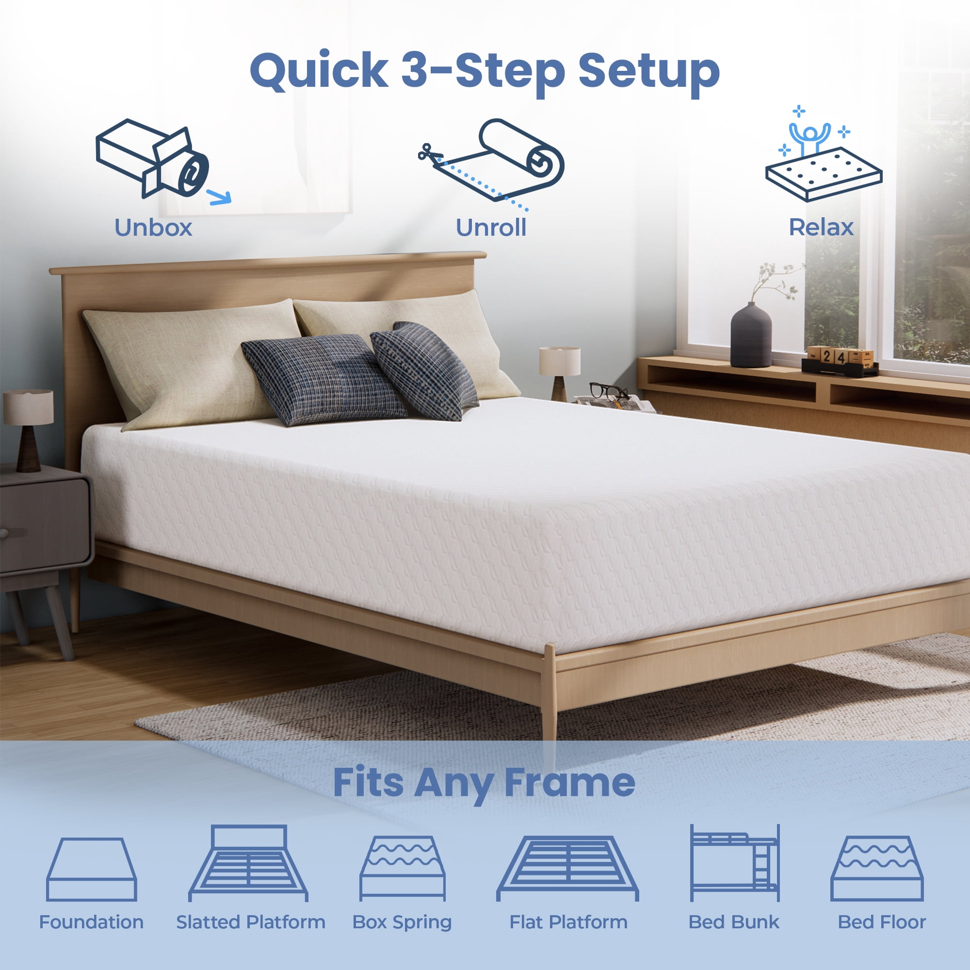 CELTOSS 8 Twin Memory Foam Mattress, Medium Firm, Pressure Relief, Mattress in a Box