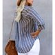 thumbnail image 5 of Blusa a rayas de manga larga con cuello en V y botones para mujer, camisa informal holgada para ir de compras al trabajo diario, 5 of 7