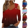 thumbnail image 6 of Dxzfnsa Blouses for Women Dressy Casual Womens Tops 3/4 Sleeve V Neck Button Down Shirts Business Casual Outfit Basic Tees Summer Top 2025 S-5XL, 6 of 6