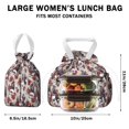 thumbnail image 5 of Halloween Skulls Ravens and Roses Drawstring Lunch Bag Women - Drawstring Lunch Bag Insulated for Work Office - Stain-Resistant Large Lunchbags for Women with Multi-Pockets, 5 of 6