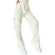 thumbnail image 1 of Pantalones de pana Prolriy para mujer, pantalones holgados de cintura elástica, de pana, de pierna ancha, rectos, informales, para mujer, color blanco, talla S, 1 of 2