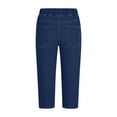thumbnail image 4 of NinXxx Women's High Waist Stretchy Button Pocket Pull On Cropped Yoga Pants Blue XXL, 4 of 6