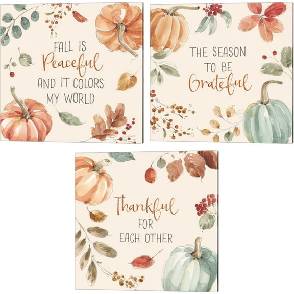 Great Art Now Autumn Feel by Lisa Audit 3 Piece Canvas Art Set Each 14"W x 14"H
