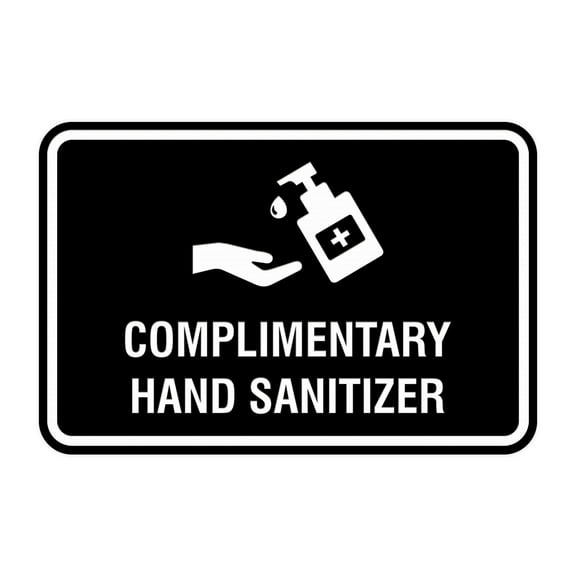 Classic Frame Complimentary Hand Sanitizer Sign (Black) - Small 4x6"