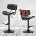 thumbnail image 2 of BELLEZE Set of (4) Contemporary Tufted Upholstered Swivel Hydraulic Adjustable Height Walnut Bar Stool, Black, 2 of 7