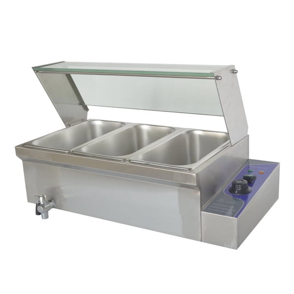 TECHTONGDA 3 Pot Bain-Marie Buffet Food Warmer Material Stainless Steel 1500W 6inch Deep