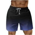 thumbnail image 2 of Yteetum Shorts For Men Swim Trunks Beach Shorts with Pockets Mens Summer Casual Gradient Printed Elastic Waist Drawstring Imitation Cotton Linen Shorts Quickly Dry Comfortable Lightweight Short Pants, 2 of 5