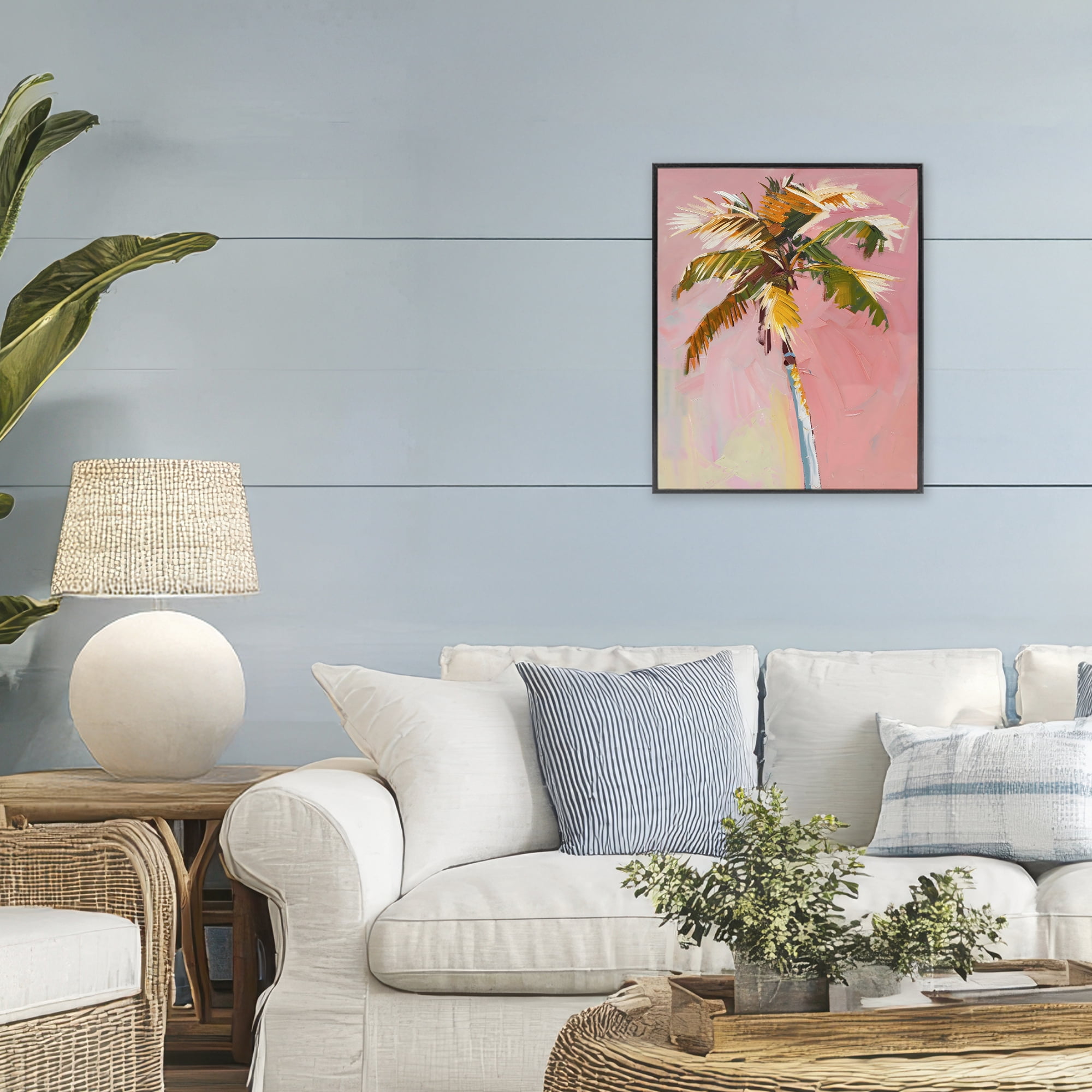 Stupell Industries Pink Palm Summer Oasis Black Framed Giclee Art, design by The Prints Vibe
