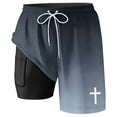 thumbnail image 4 of XFeng Men's 2 in 1 Swim Trunks, Print Board Shorts with Compression Liner, Quick Dry Beach Swim Shorts with Pockets, 4 of 4