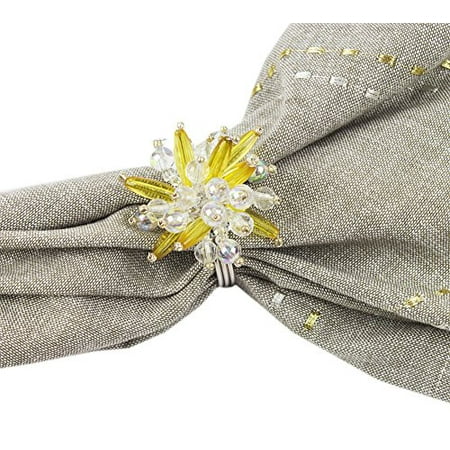 

Fennco Styles Crystal Design Collection Napkin Ring - Set of 4 (Gold Flower)