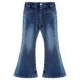 thumbnail image 3 of Lejafay Kids Girls Flared Jeans Jeggings Casual Denim Bell Bottom Pants Denim Trousers Cowboy Bottoms Streetwear Blue 15-16, 3 of 7