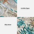 thumbnail image 2 of 2 piezas Funda de almohada decorativa de estilo mediterráneo con diseño de tortuga marina, de lino y algodón, cuadrada, para 18 x 18 pulgadas, 2 of 5