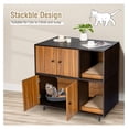 thumbnail image 2 of Cat Litter Box Enclosure Furniture, Wooden Litter Box Cabinet with Doors & Scratching Pad, Metal Legs, Hidden Litter Box, 35.5 x 20 x 20 inch, 2 of 7