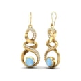 thumbnail image 2 of 5mm Round Larimar 925 Sterling Silver Gold vermeil Infinity Women Dangle Earrings, 2 of 4