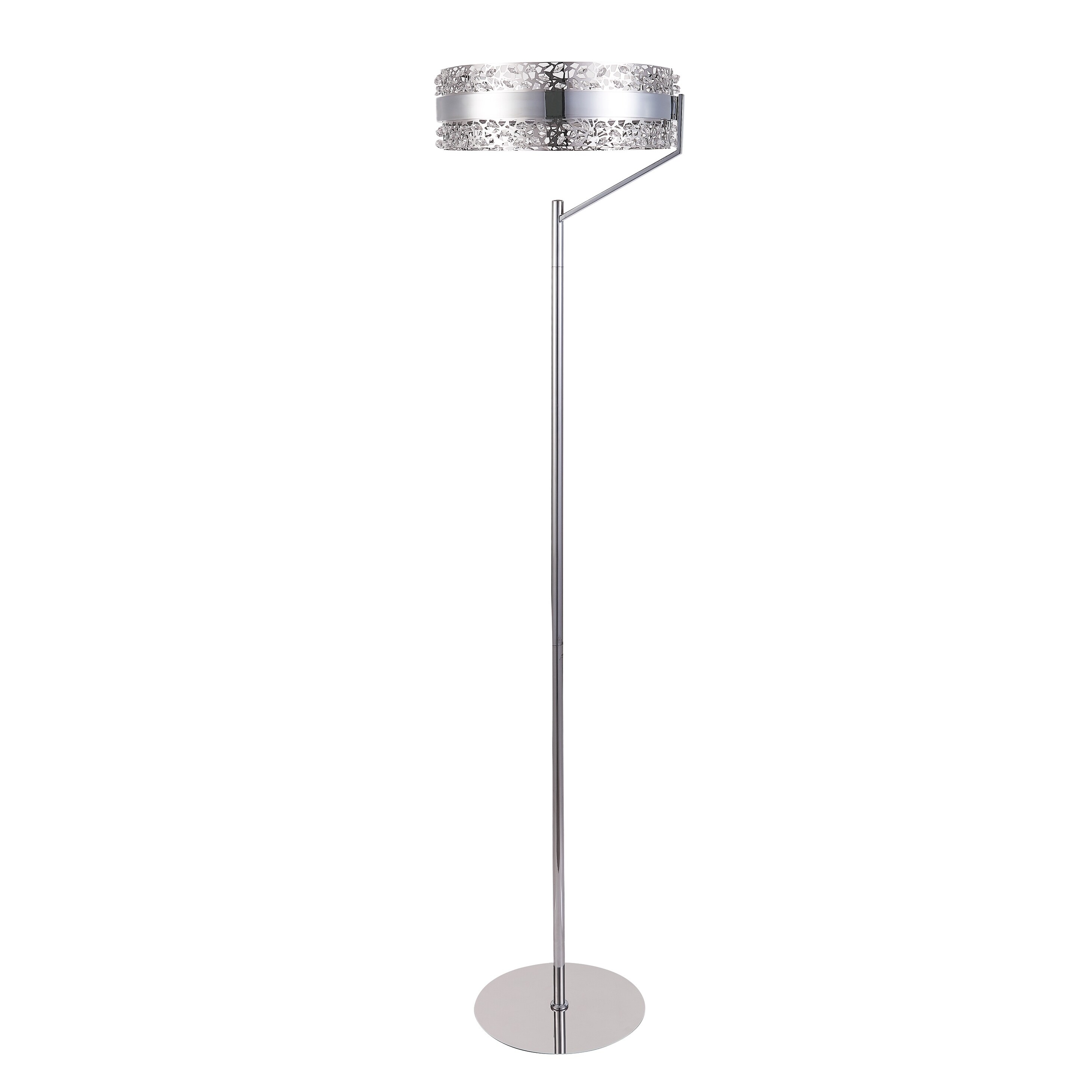 LUX Lighting 55.5" LED Chrome Table Lamp with Crsytal Shade