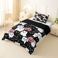 thumbnail image 2 of Feelyou Cartoon Halloween Cat Twin Comforter Sets, Spooky Pumpkin Bedding Set, Black White, Black Reversible, 2-Piece, 1 Comforter and 2 Pillowcases, 2 of 7