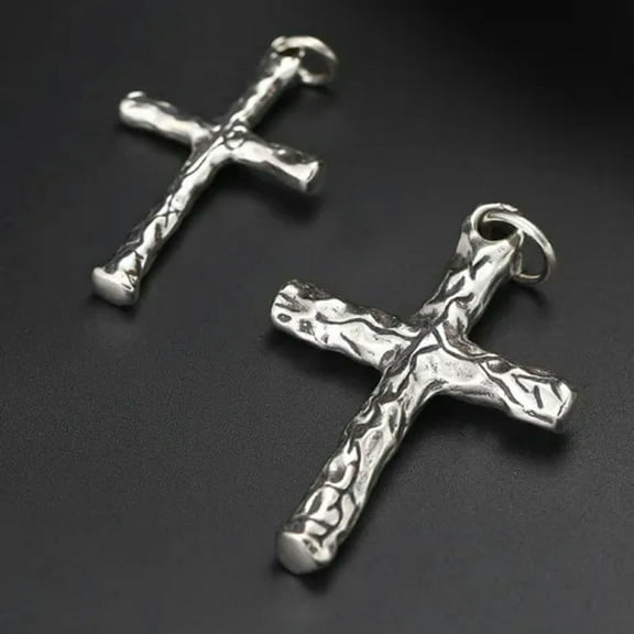 K-KED 1pcs Pure 925 Sterling Silver Pendant Men Women Vintage Crafts Lucky Cross Gift-Big-23-24g