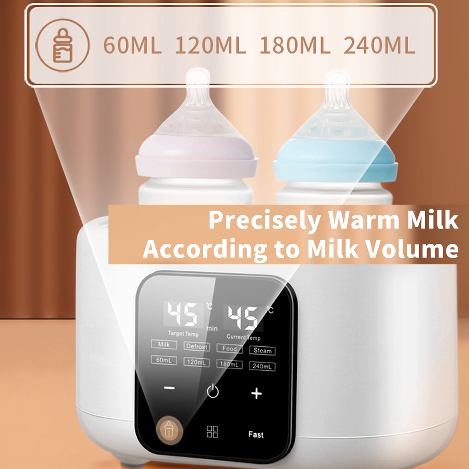 Baby Bottle Warmer, 6-in-1 Double Bottle Warmer and Sterilizer for Breastmilk or Formula, Fast Milk Warmer with Smart Temperature Control, Defrost, Heat Food, Formula Water Warmer for All Bottles