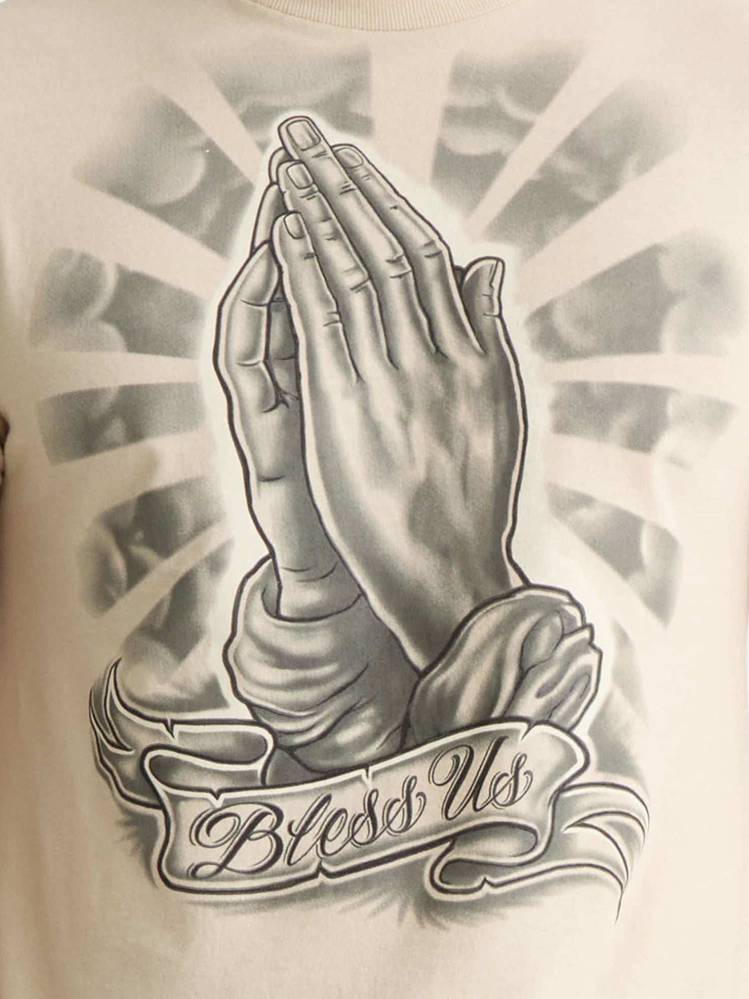 Humor Men's and Big Men's Bless Us Praying Hands Cotton Graphic Tee, Size S-3XL