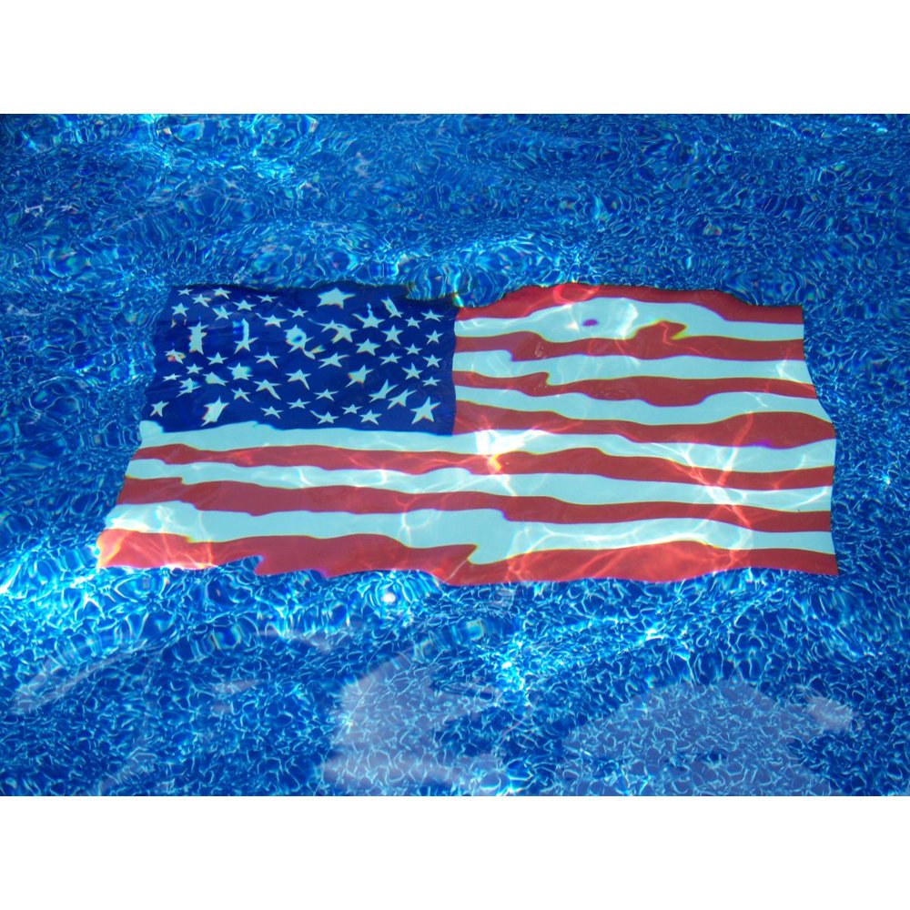 American Flag Pool Mat 59" by 36" Vinyl Works in Most Pools Easy