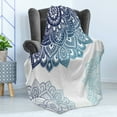 thumbnail image 4 of Flora Soft Flannel Fleece Throw Blanket, South Mandala Design Vibrant Color Ornamental Illustration, Cozy Plush for Indoor and Outdoor Use, 50" x 60", Pale Blue Dark Blue, by Ambesonne, 4 of 5