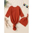 thumbnail image 4 of ITFABS Waffle Solid Color Long Sleeve Round Neck Sleeping Sack + Knotted Cap, 4 of 9