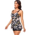 thumbnail image 4 of Lu's Chic Women's High Waisted Bathing Suit Sexy Tankini Beach Summer Hawaiian V Neck Chic Adjustable Swim Suit Black 16, 4 of 4