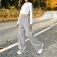 thumbnail image 3 of Wide Leg Sweatpants for Girl, Elastic Waist Loose Sports Bottoms, Winter Fleece Casual Sports Long Trousers with Pockets,5-6 Years, 3 of 9