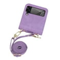 thumbnail image 6 of Allytech Galaxy Z Flip 3 Wallet Case, Z Flip 3 5G Case, Premium PU Leather Cards Holder Crossbody Shoulder Strap Anti-scratch Shockproof Drop Protection Case Cover for Samsung Galaxy Z Flip 3 - Purple, 6 of 6