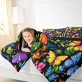 thumbnail image 4 of Homewish Graffiti Butterfly Queen Comforter Set,Colorful Flower Floral Bedding Sets,Oil Painting Bedding Comforter Set For Kids,Microfiber Bedroom Decor Reversible,3 Pieces, 4 of 8