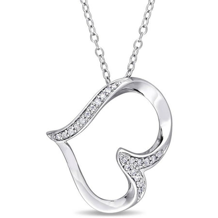 Miabella 1/10 Carat T.W. Diamond Sterling Silver Heart Pendant, 18