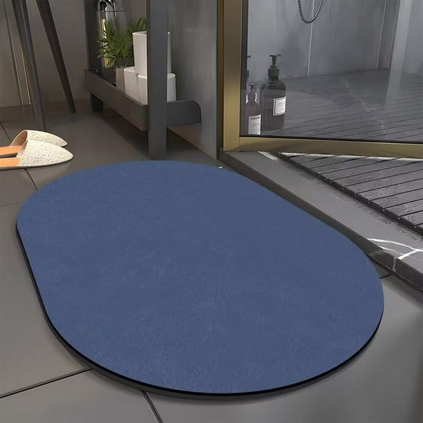 Felpudo de diatomita azul marino, rojo y caqui | Felpudo absorbente y antideslizante para baño (40 x 60 cm) | Alfombra de baño de microfibra de secado rápido con reverso de TPR | Felpudo suave para