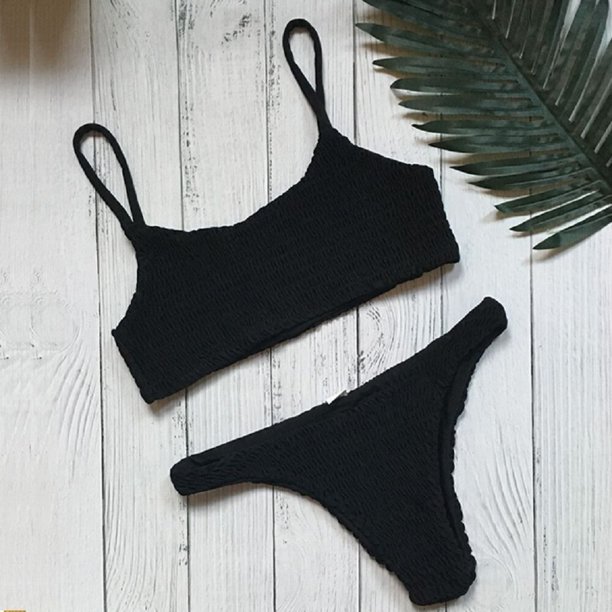 Conjunto de Bikini Sexy de ganchillo con volantes amarillos, sujetador acolchado de realce para Mujer, traje de baño triangular, traje de baño para Mujer Tan Jianjun unisex
