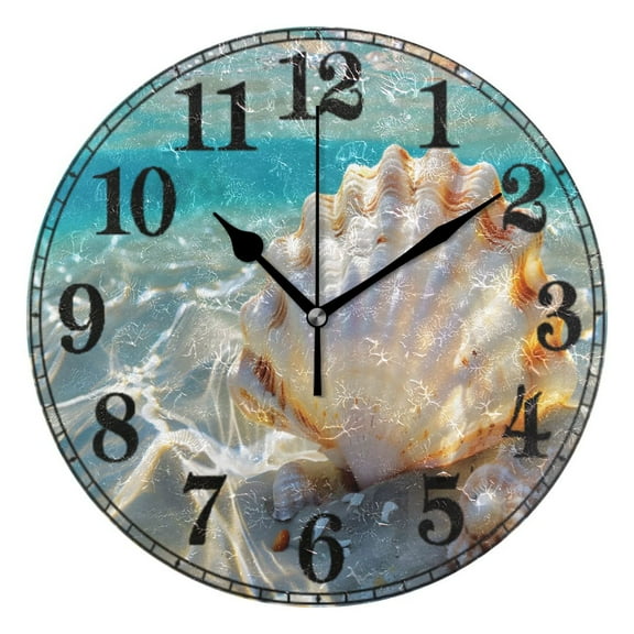 Sea Shell in Sea Silent Wall Clock 10" Non-Ticking Battery Clock