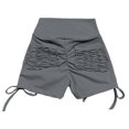 thumbnail image 4 of IWRICH Women's High Waisted Tie Side Shorts Summer Gym Yoga Hot Shorts Lifting Sports Scrunch Short Pants Grey M, 4 of 5