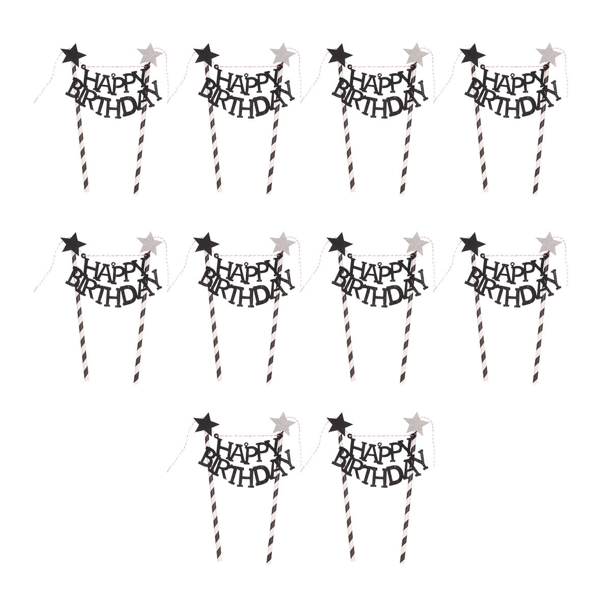 Frcolor Birthday Cake Happy Picks Topper Cupcake Toppers Gold Acrylic