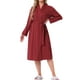 thumbnail image 2 of Bata de mujer INSPIRE CHIC de manga larga con cuello en V, bata de baño de punto, kimono ligero, ropa de descanso con bolsillos laterales M Rojo Vino, 2 of 5