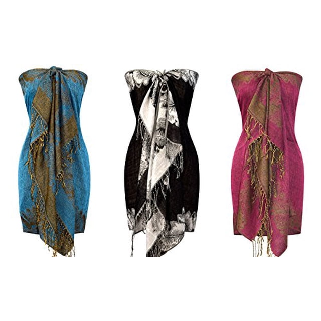 Peach Couture Pashmina Tressé Réversible à Franges, Superbe et Soyeux
