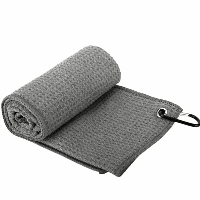 2PCS Multi-Color Microfiber Golf Towel – Ultra-Absorbent Waffle Pattern for Golf Clubs & Balls (grey,30*50cm)