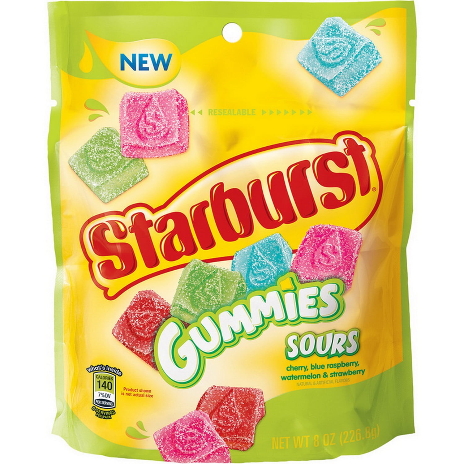 (Price/case)Starburst 27608 Starburst Sours Gummies Stand Up Bag 8oz 8
