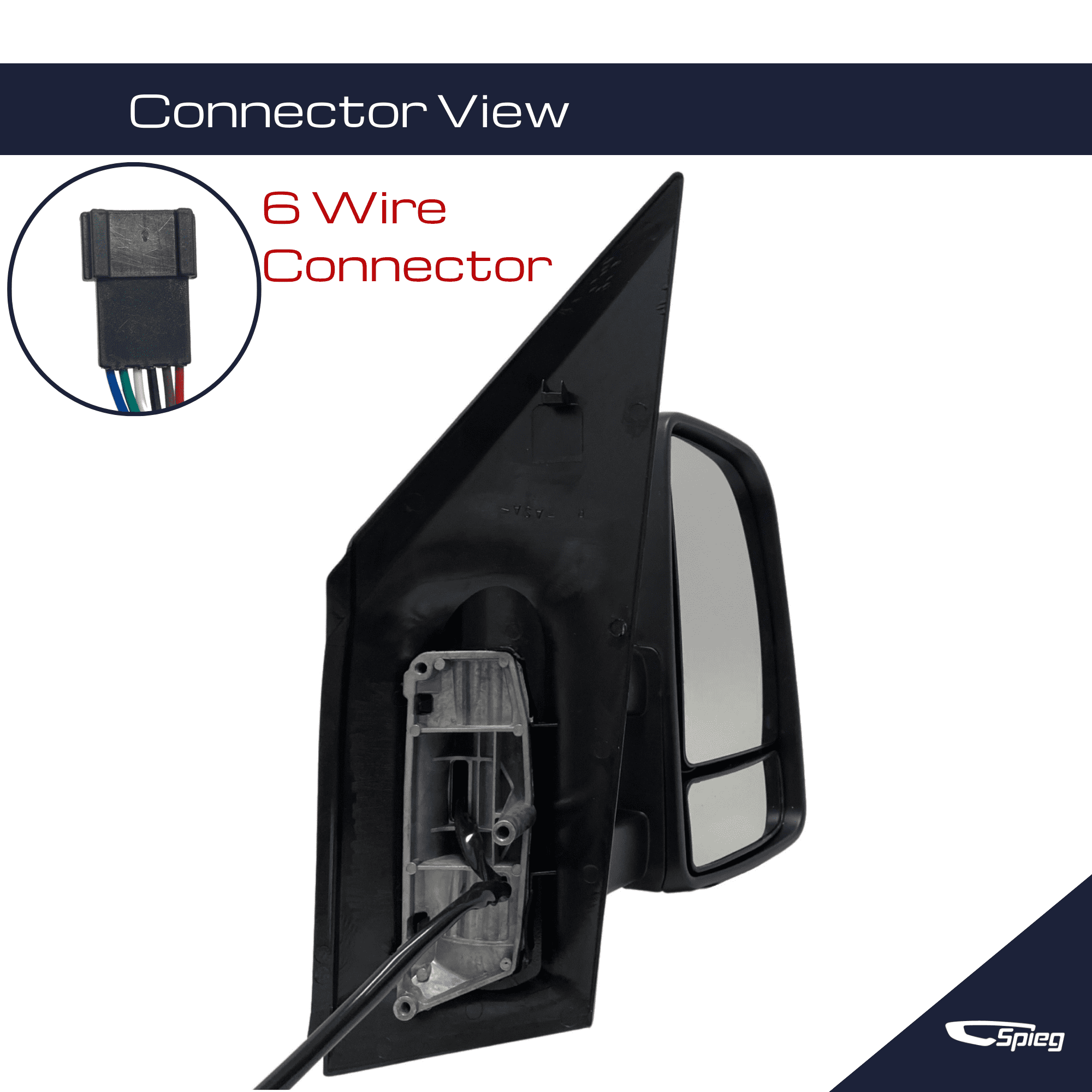 Spieg ‎CH1321380 Long Arm Passenger Side Mirror for 2007-2018 Dodge Mercedes Freightliner Sprinter | Right Side View Mirror Assembly Power Adj Heated Manual Folding Turn Signal | Textured 6Pins