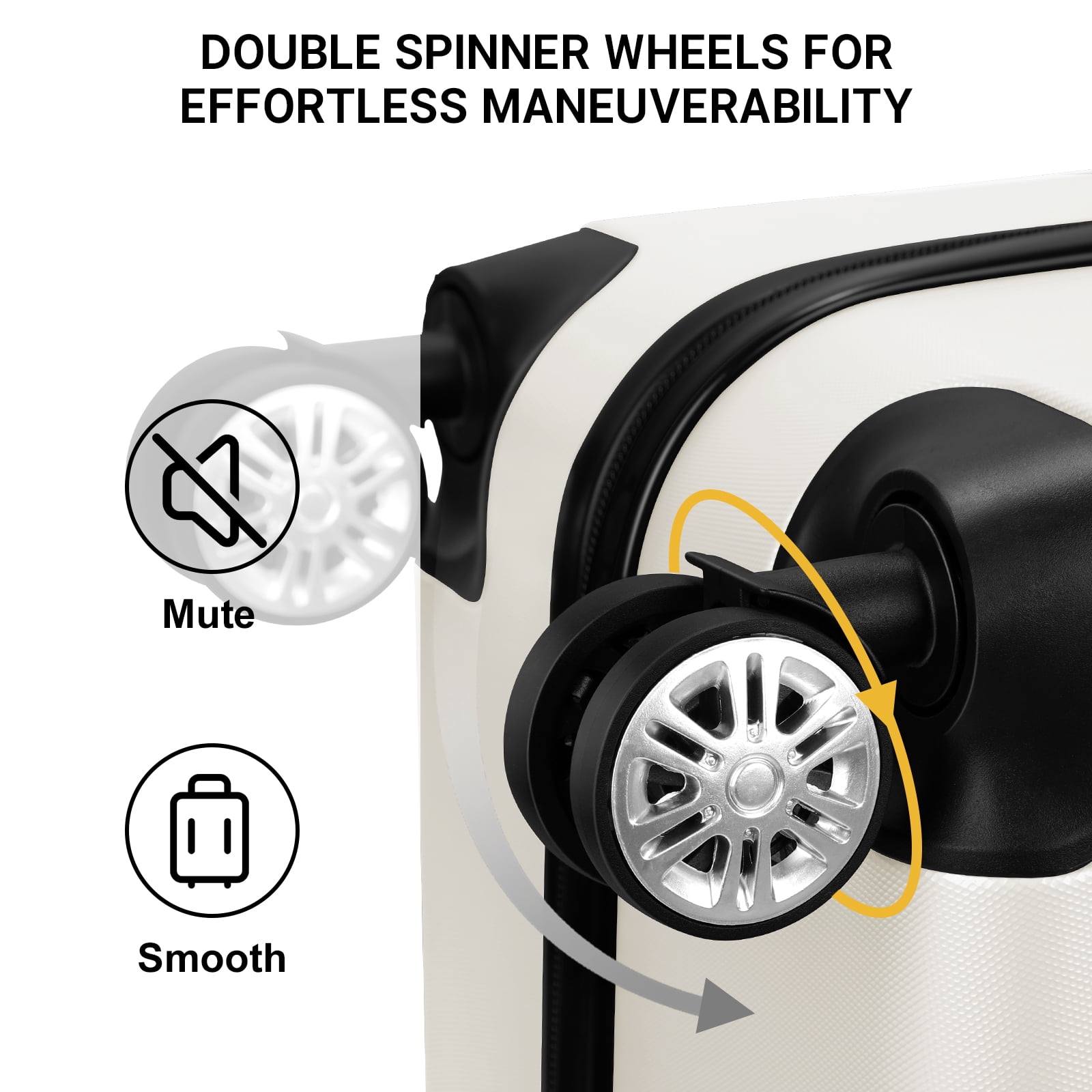 TSA Lock 3 Piece Luggage Sets Hardside Spinner in White