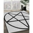 thumbnail image 3 of Ahgly Company Machine Washable Indoor Round Transitional Platinum Gray Area Rugs, 6' Round, 3 of 7