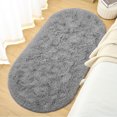 thumbnail image 5 of Tripumer Oval Throw Rugs 2.6 x 5.3 feet Carpet Fluffy Bedroom Rug Bedside Carpet Shaggy Area Rug for Bedroom Bedside Living Room Home Decor Gray, 5 of 8