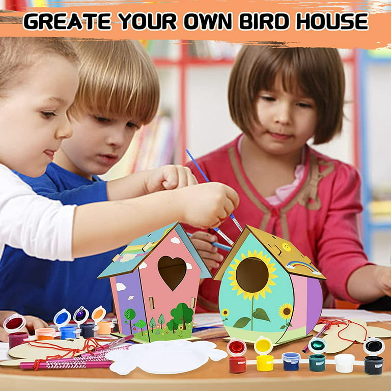 Arts and Crafts for Kids Ages 4 6 8, 2 Pack DIY Bird House Wind