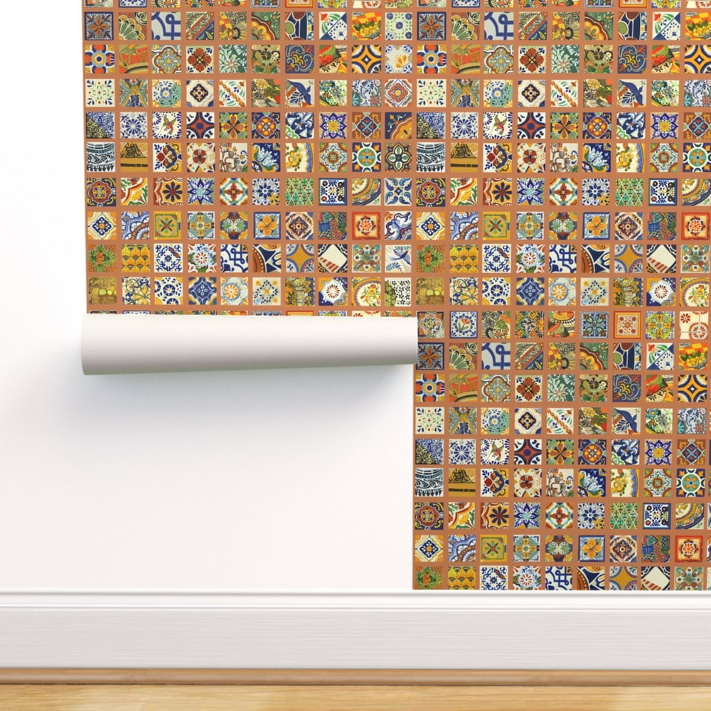 Peel-and-Stick Removable Wallpaper Talavera Mexican Tile Colorful Bold