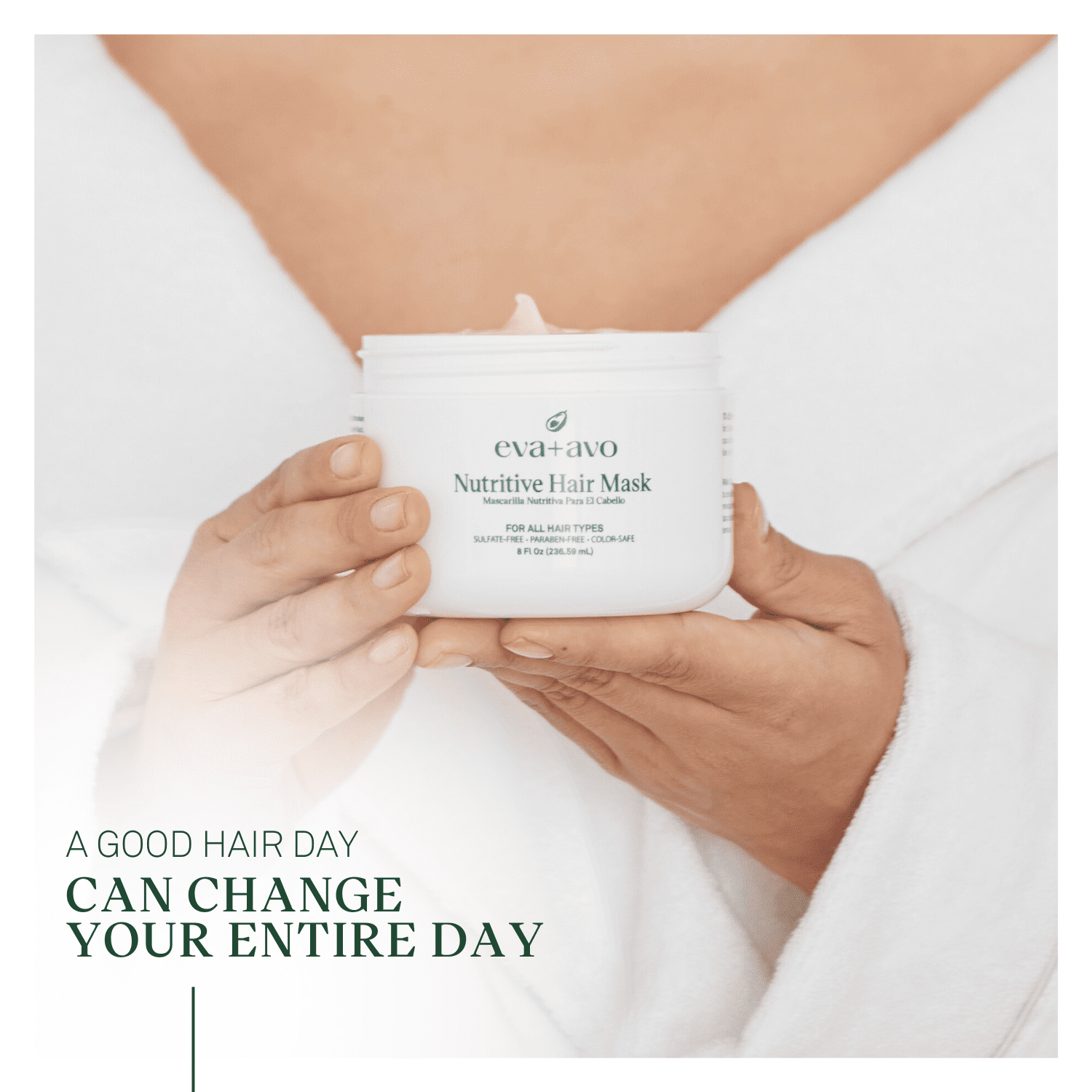 eva+avo Nutritive Hair Mask with Avocado Oil, Moisturizing for Dry & Damaged Hair, 8 fl oz