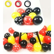 100 Pack Mickey Mouses Balloons, 12 Inch Latex Balloons Red Black Yellow Polka Dot Balloons Mickey Color Balloons Kit for Baby Birthday Baby Shower Mickey Mouses Theme Party Supplies