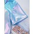 thumbnail image 5 of TiaoBug Kids Girls Shiny Metallic Short Sleeve Crew Neck Tee Shirt Hip Hop Jazz Ballet Dance Crop Top Sky Blue 15-16, 5 of 7