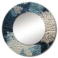 thumbnail image 2 of Designart "Collage Of Blue And White Underwater Corals" Coral Blue Large Round Mirror - Round Office Mirror Wall Decor - Coastal Round Printed Mirror - 36" x 36", 2 of 6